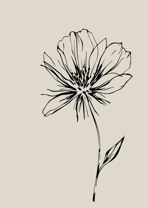 Beautiful 'Minimalist Black Ink Wildflowe...' Poster Print by Beth ✓ Printed on Metal ✓ Easy Magnet Mounting ✓ Worldwide Shipping. Buy online at DISPLATE. Flower Artwork, Abstract Designs, Art Drawings Simple, Botanical Illustration, Art Lovers, Botanical Prints, Flower Drawing, Small Tattoos, Abstract Design