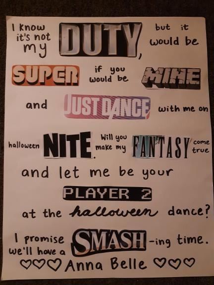 dance proposal poster based on popular video games Gaming Hoco Proposal, Gaming Promposal, Video Game Hoco Proposal, Answer Dance Poster, Anime Promposal Ideas, Video Game Promposal, Hawaiian Bros, Formal Proposal, Dance Asks