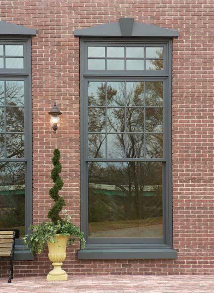 Red Brick House Exterior, Window Structure, Loft Windows, Window Remodel, Windows Ideas, Cottage Windows, Grey Windows, Sash Window, Double Hung Windows