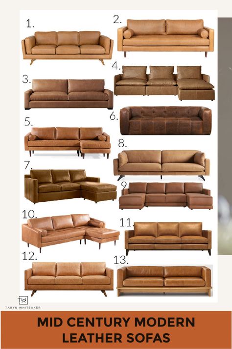 Modern Benches For a Bedroom - Taryn Whiteaker Midcentury Modern Leather Couch, Mid Century Sofa Design, Mid Century Modern Living Room Sofa, Mid Century Couches, Midcentury Modern Couches, Leather Mid Century Sofa, Leather Couch Living Room Modern, Mid Century Modern Living Room Sofas, Mid Century Leather Couch