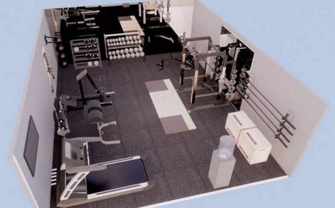 Small Home Gym Layout: 8 Floor Plans From 100-500 Square Feet | PowerliftingTechnique.com Small Gym Design Interior, Small Garage Gym Ideas Layout, Garage Gym Ideas Layout, Gym Layout, Home Gym Layout, Small Home Gyms, Gym Plans, Home Gym Basement, Building A Home Gym