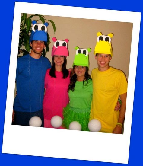 A step by step guide to creating a DIY Halloween group costume modeled after the popular board game, Hungry Hungry Hippos. Hungry Hungry Hippo Costume, Hippo Costume, Games Costumes, Diy Costumes For Boys, Diy Costumes Men, Diy Costumes Kids Boys, Diy Group Halloween Costumes, Board Game Themes, Halloween Group