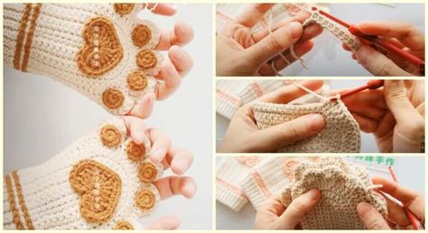 Fantastic! Cat Claw Crochet Glove Pattern Crochet Cat Paw Gloves Free Pattern, Crochet Teddies, Crochet Glove, Paw Hand, Crochet Flower Squares, Claw Gloves, Hair Bandana, Paw Gloves, Glove Pattern