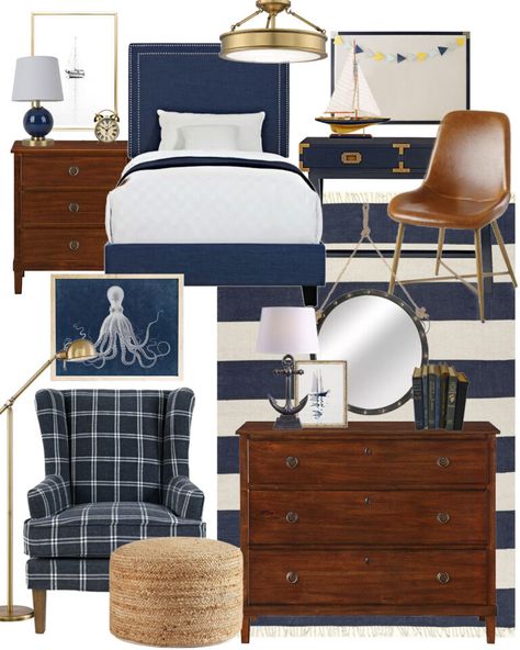 Some Boys Room Mood Boards (Sports, Airplane and Nautical Themed) - Dear Lillie Studio Boy Room Bedding, Nautical Boy Room, Baseball Theme Room, Nautical Room, Nautical Bedroom, Boys Bedroom Makeover, Dear Lillie, Son Bedroom, Boy Bedroom Design