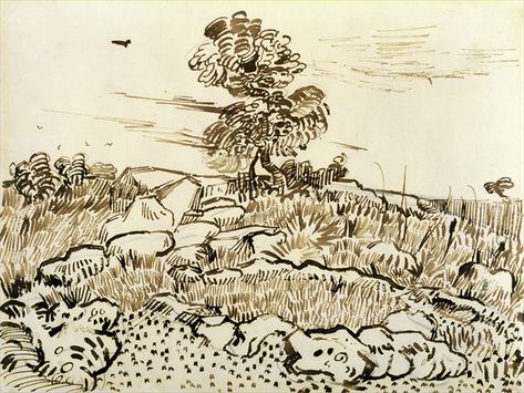 Drawing Van Gogh, Van Gogh Drawings, Van Gogh Landscapes, Artist Van Gogh, Brush Pen Art, Vincent Van Gogh Art, Pen Art Drawings, Arte Van Gogh, Van Gogh Paintings