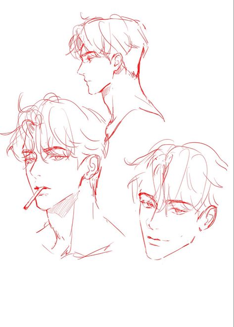 Drawing Profile Reference, Men Kpop Idols, Guy Profile Drawing, Hair Drawing Male Tutorial, Side Art Reference, Manga Male Face Tutorial, Male Face Reference Drawing Angles, Guy Head Drawing Reference, Undercut Hairstyle Men Drawing