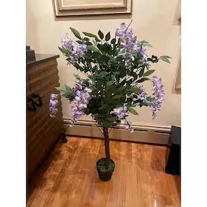 48 in. Artificial Wisteria Tree In a 6.5 in. Container with Leaves and Moss Wisteria Tree, Dracaena Plant, Yucca Plant, Faux Olive Tree, Silk Tree, Floor Plants, Modern Planters, Potted Trees, Pillows Flowers