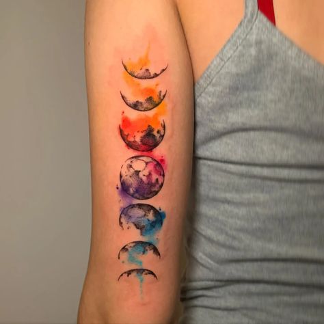 Moon Cycle Tattoo, Family Word, Moon Phases Tattoo, Tattoo Themes, Couple Tattoos Unique, Planet Tattoos, Hand Tats, Moon Luna, Magic Tattoo