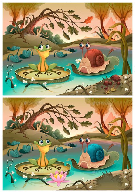 Spot the Differences by ddraw | GraphicRiver Spot The Difference Kids, Find The Difference Pictures, Spot The Difference Puzzle, Find The Differences Games, Farm Animals Preschool, Cute Powerpoint Templates, Body Preschool, Insect Photos, Fun Worksheets For Kids