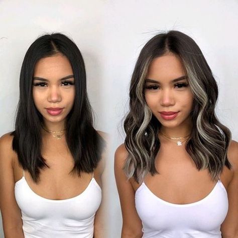 17 Antes y después del tinte con chicas de cabello oscuro Mommy Body, Blond Balayage, Luxy Hair, Brunette Balayage, Hair Color Streaks, Cut Hairstyles, Dark Hair With Highlights, Hair Streaks, Brown Hair Balayage