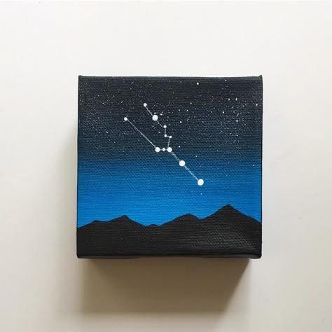 Taurus Painting Ideas On Canvas, Taurus Painting Ideas, Simple Space Painting, Painting Ideas Scenery, Taurus Painting, Space Canvas Painting, Easy Scenery Painting, Space Acrylic Painting, Space Painting Acrylic