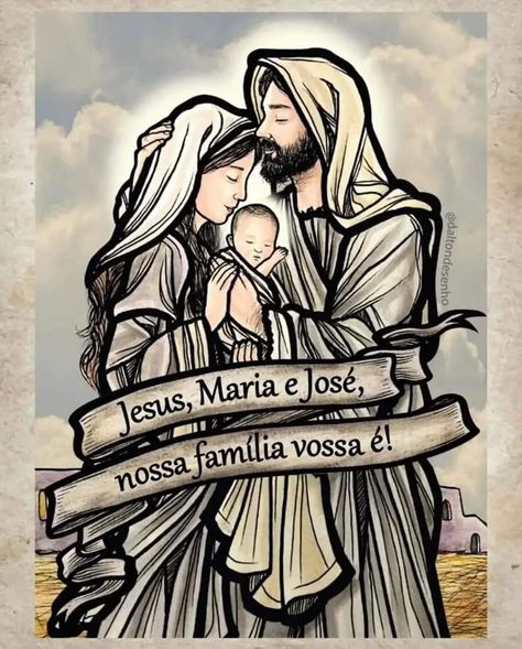 Jesus Statue, Holy Family, Catholic Art, Christian Art, Bible Journaling, Nativity, Illustration Art, Mural, Jesus