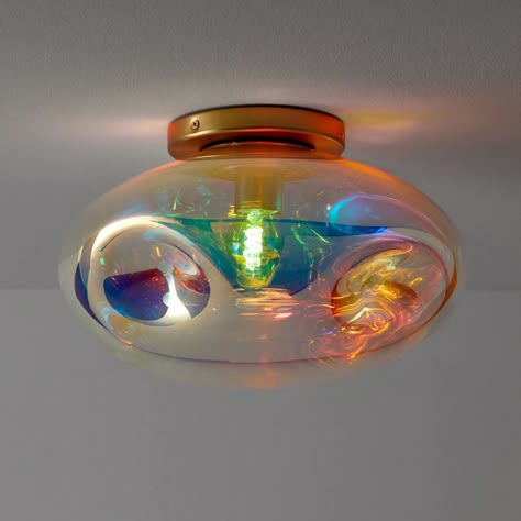 Iridescent Globe Flushmount | Pottery Barn Teen Lanterns Chinese, Grown Woman Bedroom Ideas, Woman Bedroom Ideas, Hall Ceiling, Translucent Glass, Woman Bedroom, Chinese Lanterns, Pottery Barn Teen, Cute Room Decor