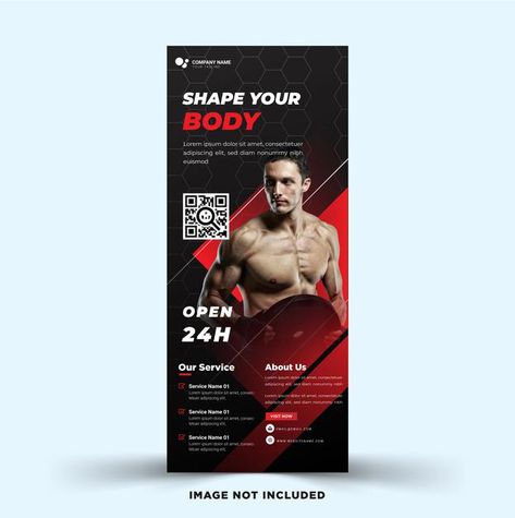 Gym fitness rollup banner template with ... | Premium Vector #Freepik #vector #background Pull Up Banner Design, Rollup Design, Gym Banner, Tradeshow Banner, Free Social Media Templates, Planet Logo, Modern Quotes, Gym Poster, Adventure Logo