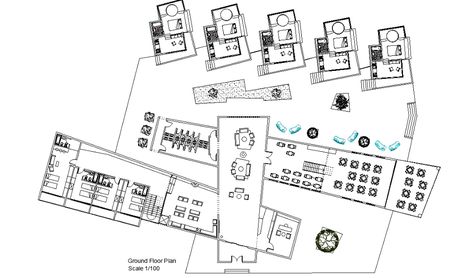 Motel Layout Plan, Motel Plan Architecture, Motel Design Plan, Graphic Wall Art, Graphic Wall, Architecture Life, Drawing Block, Autocad Drawing, Ground Floor Plan