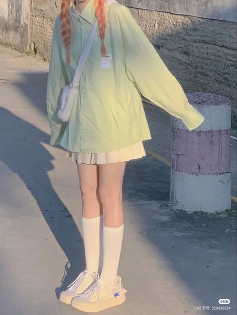 Kawaii Green Outfits, Kawaii Outfits, Outing Outfit, Pastel Fashion, Kawaii Fashion Outfits, Kawaii Clothes, Harajuku Fashion, Korean Outfits, Kawaii Fashion