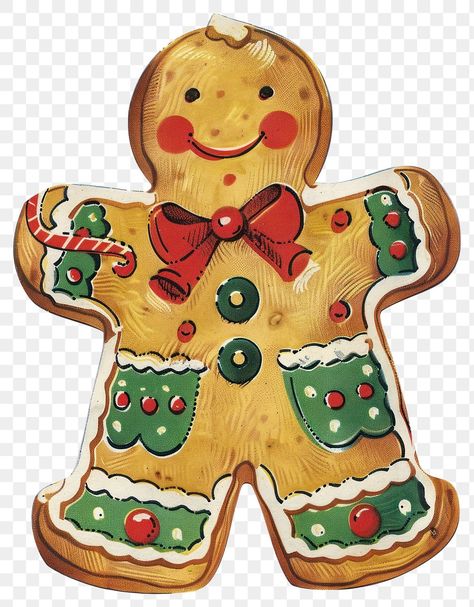 Christmas Gingerbread Aesthetic, Vintage Gingerbread, Gingerbread Illustration, Vintage Christmas Cookies, Cookie Drawing, Ginger House, Man Cookies, Vintage Holiday Cards, Gingerbread Man Cookies