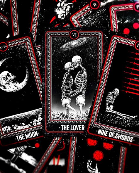 The Bones Arcana by Junaid Mortimer (@jumo.art). Skeleton tarot deck. Only available from Etsy. The Lovers, The Moon, Nine of Swords. #tarot #bonesarcana #skeletonart #tarotreading Arcana Tarot Cards, Skeleton Tarot, Art Skeleton, Rider Waite Tarot Decks, Arcana Tarot, Witch Room, Playing Cards Art, Rider Waite Tarot, Taurus Sign