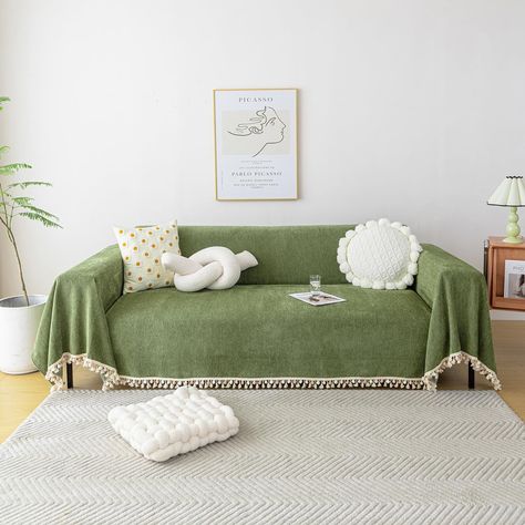 Green Sofa Cover, Herringbone Sofa, Dog Sofa Cover, Boho Sofa, Vintage Couch, Cushion Couch, Couch Cushion Covers, Old Sofa, Chenille Sofa