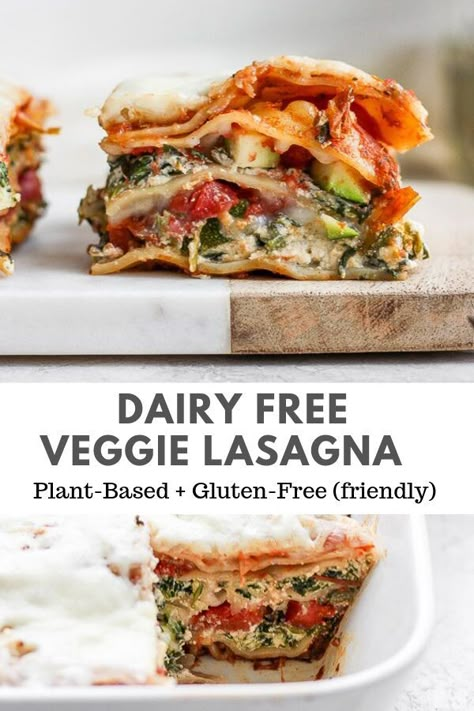 Veggie Lasagna Recipe, Dairy Free Lasagna, Lasagna Vegan, Vegan Lasagna Recipe, Wooden Skillet, Vegetable Lasagne, Gluten Free Lasagna, Dairy Free Meals, Dairy Free Pumpkin