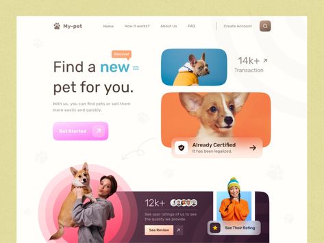 My Pet - Pet Adoption by Calvin Nadeak 🔥 for Keitoto on Dribbble Adoption Website, Pet Websites, Pet Pet, Ux Design Inspiration, Homepage Design, User Experience Design, Education Design, Web Inspiration, Best Web Design