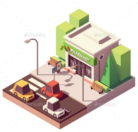 Vector Clothes, Pharmacy Store, Cinema 4d Tutorial, Low Poly Games, Pharmacy Design, Typography Design Layout, Isometric Art, Isometric Design, Isometric Illustration