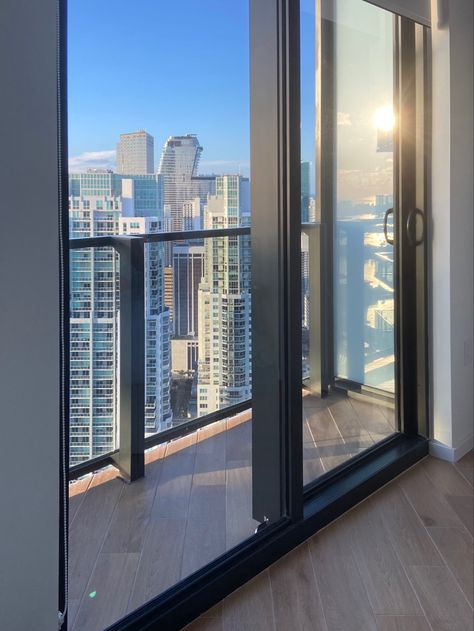 Miami Brickell Apartment, Miami Brickell Aesthetic, Brickell Aesthetic, Brickell Miami Apartments, Florida Apartment Aesthetic, Apartment Window View, Miami Apartment Aesthetic, Window View Aesthetic, Miami Apartments