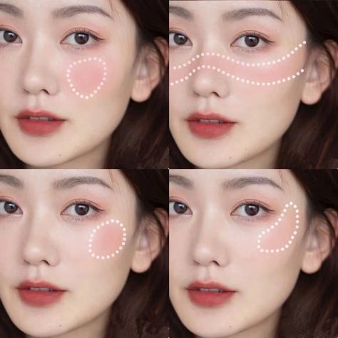 Blush Makeup Tutorial, Blush Tutorial, Blusher Makeup, Painting Methods, Korean Makeup Tutorials, Cute Eye Makeup, Diamond Face Shape, Beauty Makeup Tutorial, Makeup Artist Tips