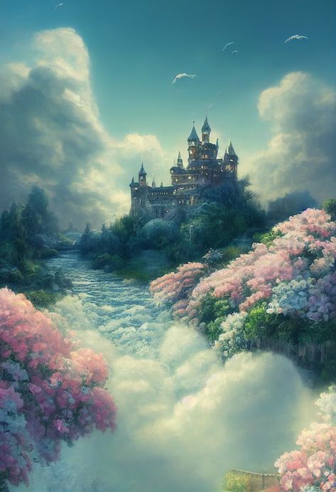 Fantasy castle by JuliaDArte Magical Castle Fantasy Fairytale, Fairy Garden Background, Scary Tales, Fantasy Background, Architecture Painting, Fairytale Castle, Cityscape Art, Fantasy Castle, Fantasy Setting