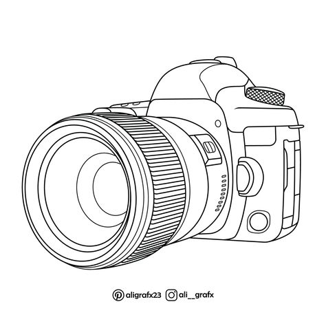 Camera vector line art - Line Art - Canon - DSLR Canon Camera Drawing, Camera Line Drawing, Camera Vector, Vector Line Art, Camera Drawing, Line Art Illustration, Raster To Vector, Line Art Vector, Logo Idea