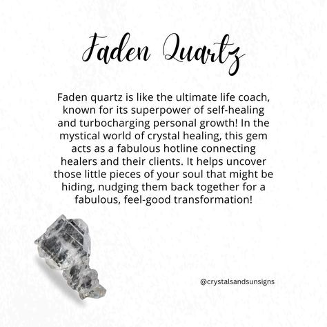 Hey there, did you know that faden quartz is a unique crystal with a fascinating geological history? This type of quartz forms when a fracture in the crystal heals itself by the growth of new quartz material, creating a "string" or "thread" within the crystal. 🧵🔮 It's a rare and beautiful phenomenon that rock enthusiasts love to study and admire! #FadenQuartz #GeologyRocks #CrystalHealing Faden Quartz, Geology Rocks, Mystical World, Self Healing, To Study, Hey There, Super Powers, Crystal Healing, Feel Good