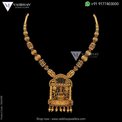 Temple antique necklace collection by Vaibhav Temple Necklace, Temple Jewellery Earrings, Temple Jewelry Necklace, Antique Necklaces Design, Antique Gold Jewelry Indian, Fancy Jewelry Necklace, Lucky Jewelry, Gold Earrings Wedding, Online Gold Jewellery