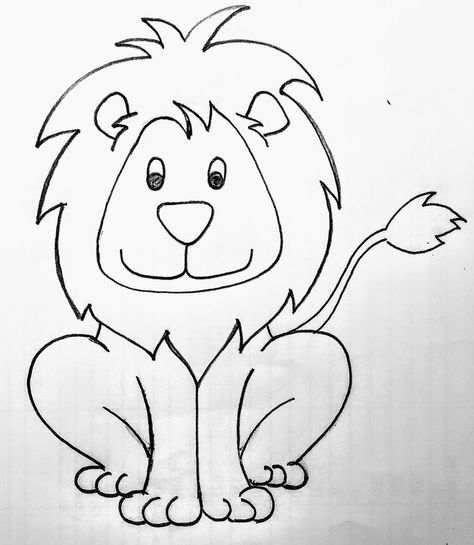 Easy drawings for kids Wild Animals Sketch Easy, Lion How To Draw, Drawing Wild Animals, Cartoon Lion Drawing Easy, How To Draw A Lion Step By Step Easy, Lion Drawing Easy Step By Step, Lion Painting For Kids, Draw Lion Easy, Lion Sketch Simple