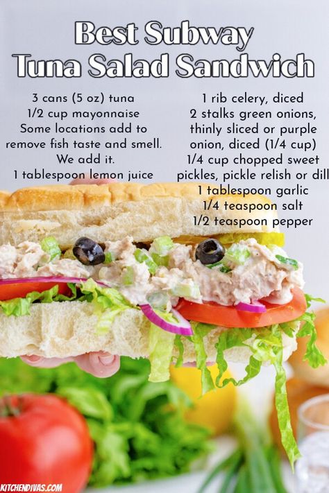 Subway Tuna Recipe, Subway Tuna Sandwich, Subway Tuna Recipe Copycat, Tuna Subs, Subway Tuna, Tuna Fish Sandwich, Copycat Food, Endo Diet, Bowls Recipes