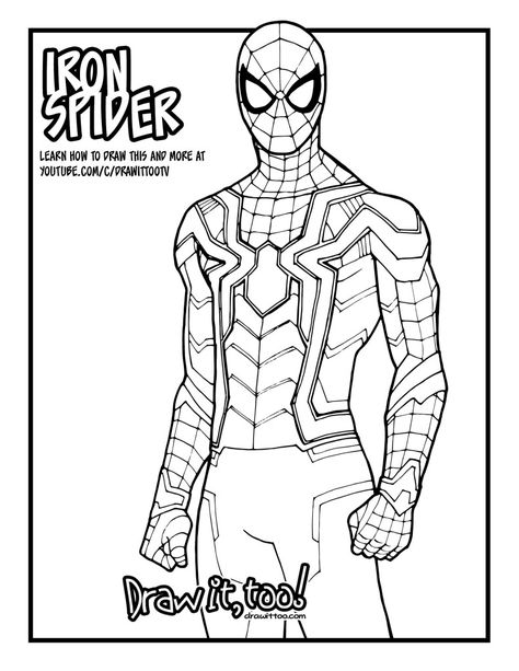 How to Draw IRON SPIDER Marvel Sketches, Spiderman Coloring Pages, Iron Spider Suit, Spider Coloring Page, Avengers Drawings, Avengers Coloring Pages, Spider Drawing, Avengers Coloring, Spiderman Coloring