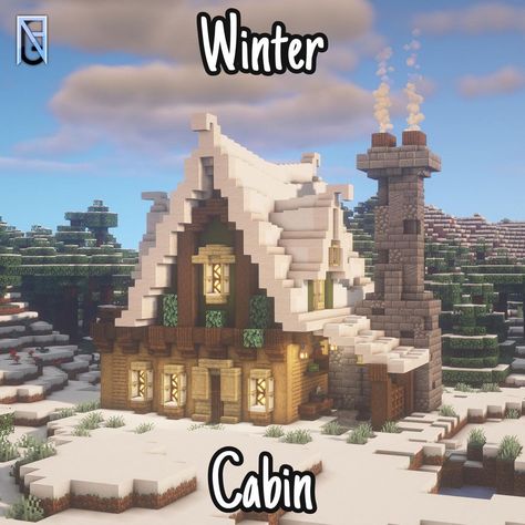 Minecraft Builder | NRGmix’s Instagram photo: “Winter Cabin built by me!🌲Follow @nrgbuilds for more Minecraft Buildings ideas & designs! • Shaderpack: BSL • ▶ Subscribe to my YouTube…” Christmas Log Cabin Minecraft, Minecraft Small House, Minecraft Rp, Minecraft Building Blueprints, Concrete Stool, Minecraft Things, Minecraft Farm, Minecraft Medieval, Cool Minecraft Houses