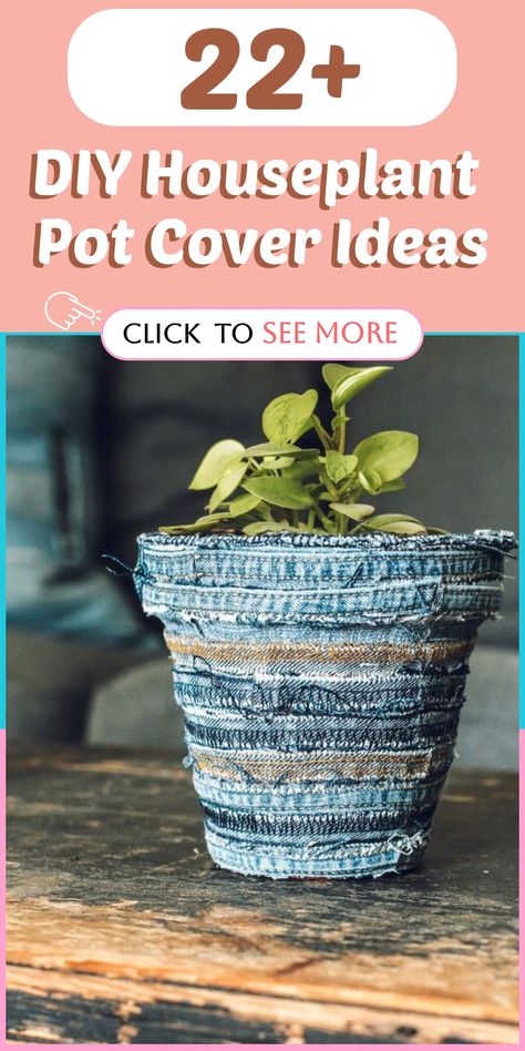 Enhance your indoor plant collection by incorporating these creative DIY pot cover concepts that infuse a hint of flair and individuality into your botanical haven. Explore a variety of options, from intricate macramé hangers to charming woven baskets, to embellish your plant pots and convert them into visually appealing decor accents. Utilize these cost-effective projects to revamp your surroundings into a haven for plant enthusiasts with an eye for stylish elements. Diy Decorative Plant Pots, Diy Plant Pot Decoration, Upcycle Pots For Plants, Alternative Plant Pots, Diy Plant Containers Ideas, Plant Pot Diy Ideas, Plastic Plant Pots Makeover, Diy Plant Pot Cover, Pot Covers For Plants