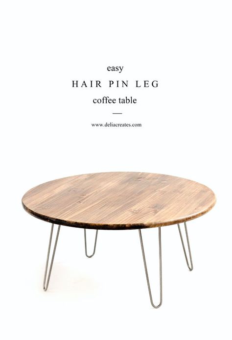 Hairpin Leg Coffee Table TUTORIAL // www.deliacreates.com Retro Furniture Makeover, Hairpin Leg Coffee Table, Crate Coffee Table, Pin Legs, Round Wood Coffee Table, Diy Coffee Table, Plywood Furniture, Retro Furniture, Diy Interior