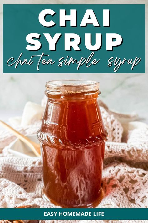 Chai Tea Syrup Recipe, Chai Simple Syrup, Chai Syrup Recipe, Starbucks Syrup, Tea Syrup Recipe, Chai Concentrate Recipe, Tea Concentrate Recipe, Chai Drinks, Chai Syrup