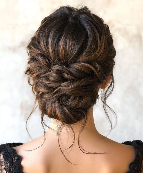 🌼 Glamorous Braids Updo Hairstyle: Sleek Bridesmaid Braid Updo Look Wedding Updo With Curtain Bangs, Bridal Hair Updo With Braid, Messy Bridesmaid Hair Updo, Up Dos For Long Hair Bridesmaids, Wedding Updo With Braid, Acre Cabo, Bridesmaid Braid, Curly Hair Updo Wedding, Volume Updo