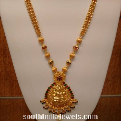 22K Gold Ball Haram from NAJ ~ South India Jewels Gold Long Haram Designs, Long Haram Designs, Gold Haram Designs, Kids Gold Jewelry, Haram Designs, Jewelry White Gold, Long Haram, Antique Gold Jewelry Indian, 22k Gold Jewelry