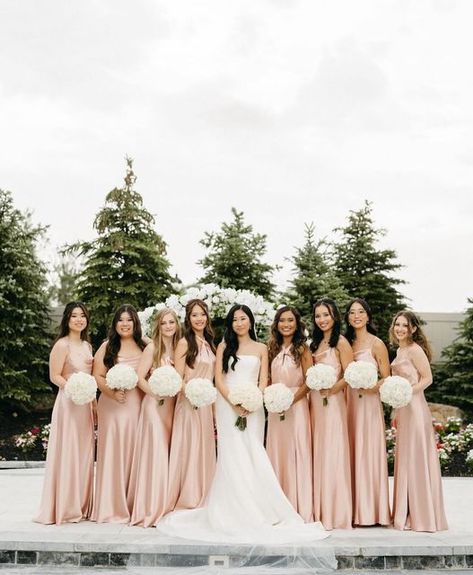 Birdy Grey Rose Gold Satin, Birdy Grey Rose Gold, Light Rose Bridesmaid Dresses, Rose Gold Dresses Bridesmaid, English Rose Bridesmaid Dress, Rose Gold Dress Bridesmaid, Rose Gold Bridesmaid Dress Long, Bridesmaid Dresses Rose Gold, Gold Satin Bridesmaid Dresses