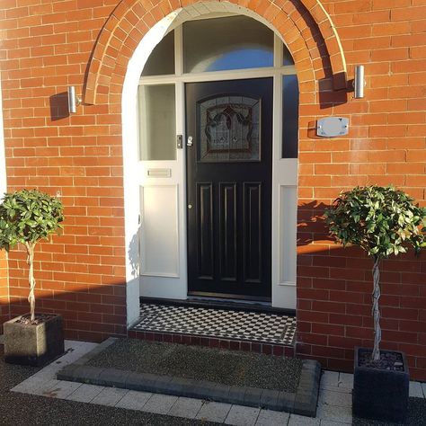 Jo on Instagram: “#transformationtuesday pic of our 1930s front door. I couldn't wait to get rid of the most pointless porch ever to show off the arch. It…” 1930s Style Front Door, 1930s Front Door Porch, 1930s Front Door, 1930s Doors, Front Door Steps, Front Door Styles, 1930s House, Front Door Porch, Front Doors With Windows