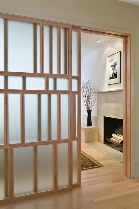 Wood Glass Wall, Glass Screen Wall, Opaque Glass Wall, Wood And Glass Partition Wall, Glass Partition Wall Living Room, Glass Wall Design Living Room, Wood Glass Partition, Partition Doors Room Dividers, Glass Divider Wall Living Rooms