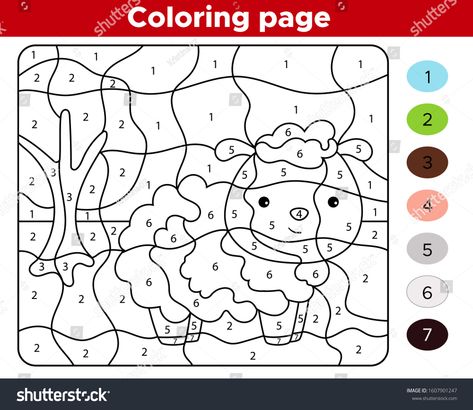 Sheep Illustration, Color By Number Printable, Funny Sheep, Business Ppt, Printable Numbers, Cute Sheep, Color By Numbers, Color By Number, Disney Coloring Pages