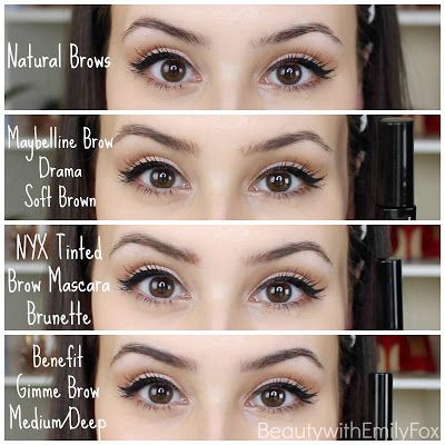 Tinted Brow Gel - NYX Tinted brow mascara, benefit gimme brow, maybelline brow drama Perfect Makeup Tutorial, Benefit Gimme Brow, Eyebrow Shaper, Tinted Brow Gel, Gimme Brow, Brow Mascara, How To Draw Eyebrows, Natural Brows, Best Eyebrow Products