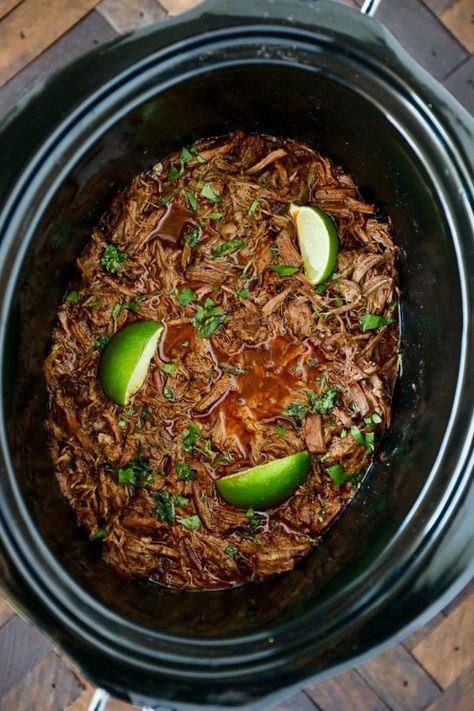 This Slow Cooker Barbacoa Recipe has become one of our family favorites. Tender fall apart beef that simmers all day long in flavorful Mexican spices. If you are a fan of Chipotles Barbacoa recipe, you are going to love this recipe. We love to use the Barbacoa for quick and easy tacos. It’s perfect on a...Read More Chipotle Barbacoa Recipe, Street Taco Recipe, Barbacoa Recipe, Slow Cooker Barbacoa, Recipe Slow Cooker, Authentic Mexican Recipes, Barbacoa Beef, Shredded Beef, Crock Pot Slow Cooker