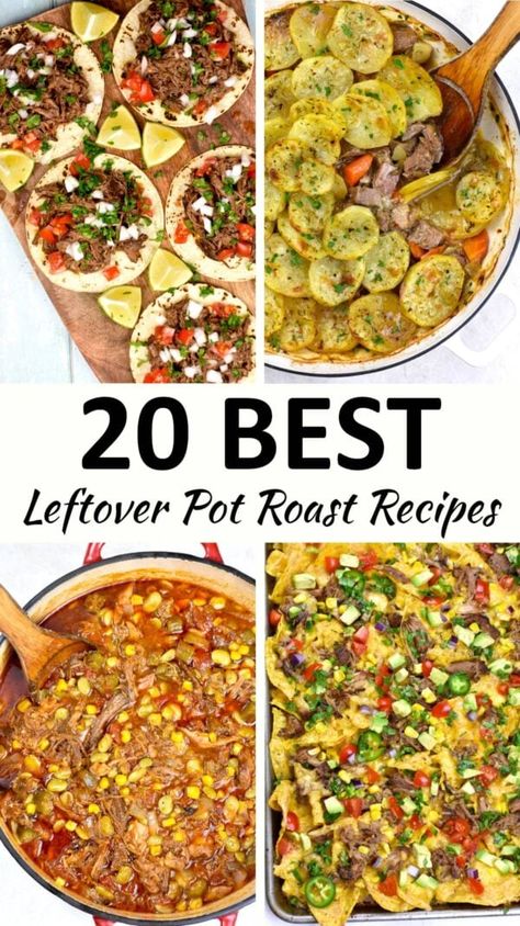 Leftover pot roast recipes pin. Pot Roast Dinner Ideas Meals, Dinners With Roast, Ideas For Leftover Pot Roast, Uses For Leftover Pot Roast, What To Make With Leftover Roast, Recipes Using Leftover Pot Roast, What To Do With Leftover Roast, Recipes For Leftover Beef Roast, Leftover Pot Roast Recipe