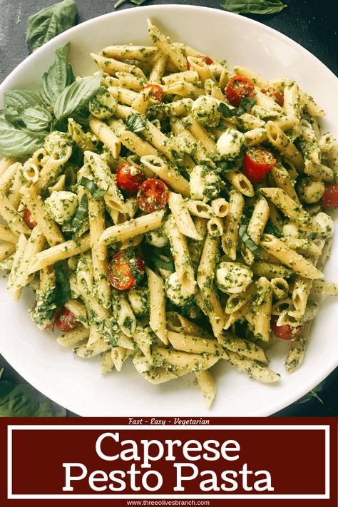 Pesto Caprese Penne Pasta Cheap Pasta Dishes, Vegetarian Sweet Potato Recipes, Mediterranean Vegetarian Recipes, Cheap Pasta, Penne Pesto, Sweet Potato Vegetarian, Penne Pasta Recipe, Basil Pesto Pasta, Penne Pasta Recipes