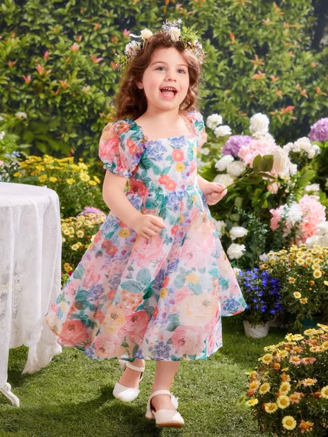 Organza Frocks For Kids, Frock Designs For Girl, Cotton Frocks For Kids, Organza Overlay, Frocks For Kids, Simple Frock Design, Shein Kids, Long Gown Design, Simple Frocks